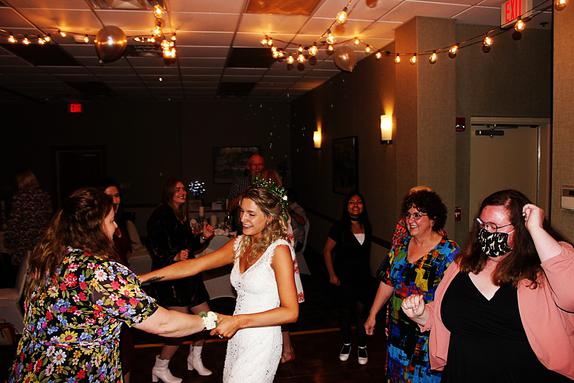 After a picture perfect ceremony at the Blue Springs Heritage Center, the bride: Cerine Melvin Davis Smith, parties the night away, dancing to the tunes by DJSean at her reception at the Inn of the Ozarks in Eureka Springs Arkansas.